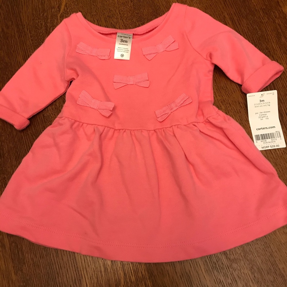 New NWT Baby Girl’s 3 Month Pink Bow Dress